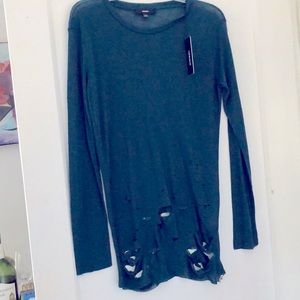 NWT DIESEL T-Fien T-shirt Deep teal ripped RN 93234 size S